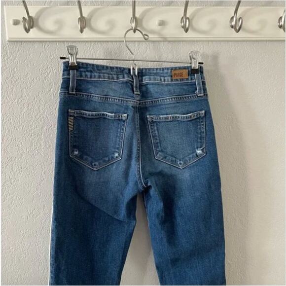 Paige Hoxton Side Stripe High Waist Ankle Straight Leg Jeans - Picture 8 of 10